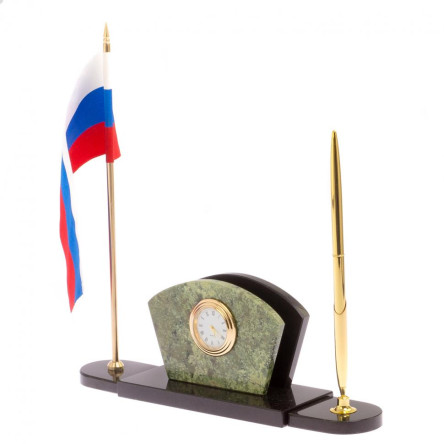 Визитница с часами камень жадеит