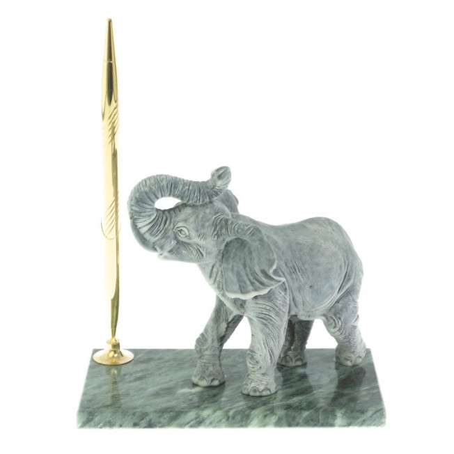 Статуэтка из мрамолита &quot;Слон&quot; на подставке из змеевика