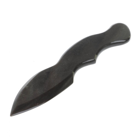 Нож декоративный из серого обсидиана с иризацией 20,5х4х1 см