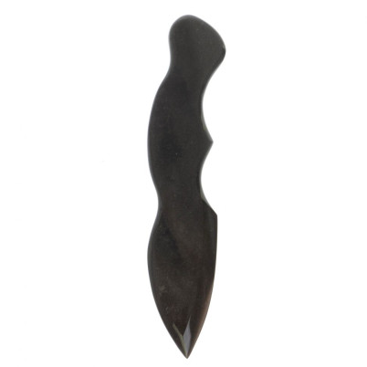 Нож декоративный из серого обсидиана с иризацией 20,5х4х1 см