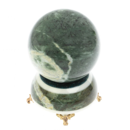 Шар Антистресс 9,5 см на подставке из змеевика ножки бронза