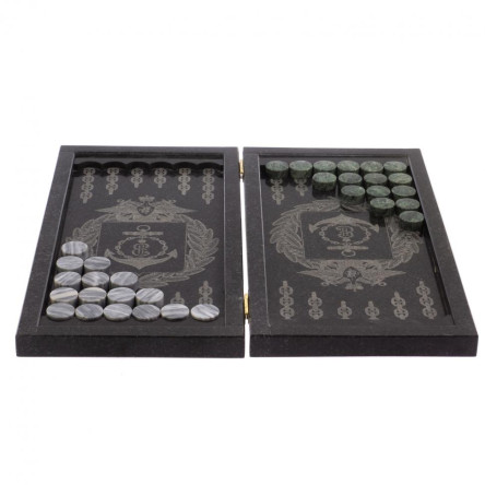 Нарды с гравировкой "Черноморский флот" из гранита