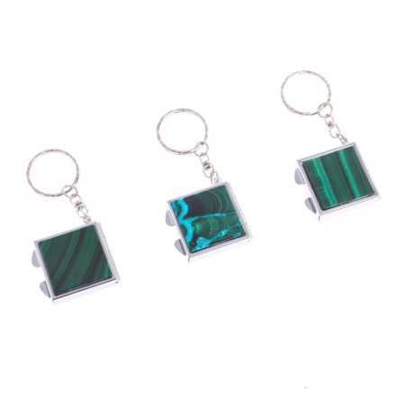 Складное зеркало брелок из малахита квадратное