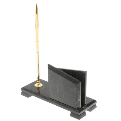 Визитница настольная с гербом РФ &quot;Мини 3&quot; камень змеевик