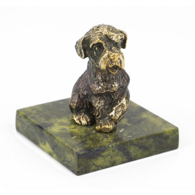 Статуэтка &quot;Собачка средняя №3&quot; из бронзы и змеевика
