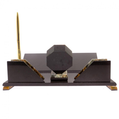 Письменный прибор &quot;Эталон&quot; с гербом РФ камень офиокальцит