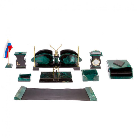 Настольный набор "Орел" змеевик с лотком А4 и бюваром