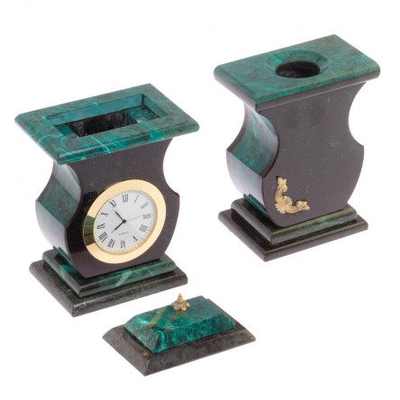 Настольный набор "Орел" змеевик с лотком А4 и бюваром