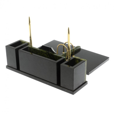 Настольный прибор &quot;Щит&quot; камень змеевик с символикой РФ