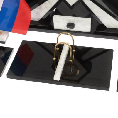 Настольный набор "Герб" из мрамора с лотком А4 и бюваром