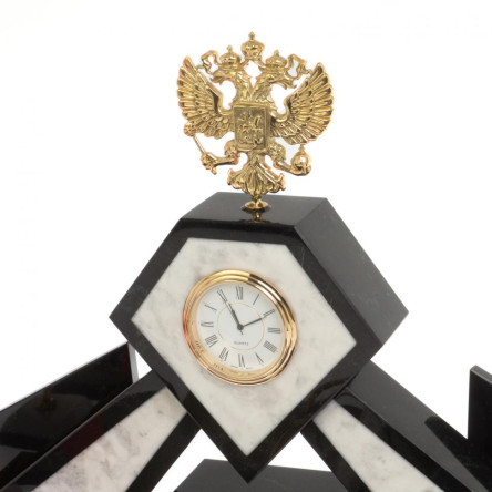 Настольный набор "Герб" из мрамора с лотком А4 и бюваром