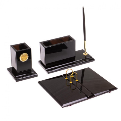 Письменный прибор &quot;Офисный стиль&quot; из черного обсидиана