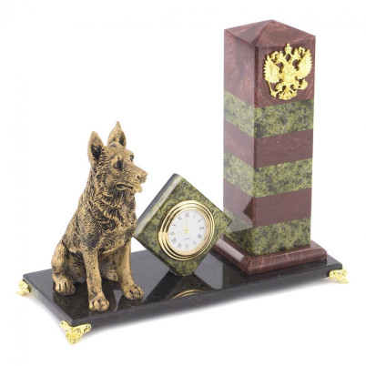 Часы из камня &quot;Пограничный столб&quot; лемезит змеевик мрамолит