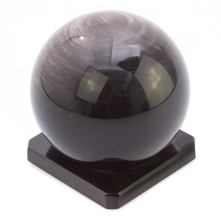 Шар из серого обсидиана 11 см на подставке