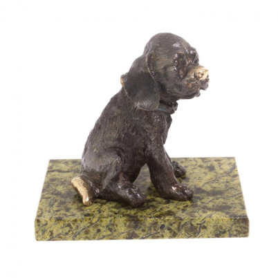 Статуэтка из бронзы &quot;Спаниель&quot; змеевик