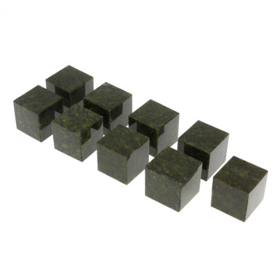 Камни для охлаждения виски набор 9 кубиков из зеленого змеевика