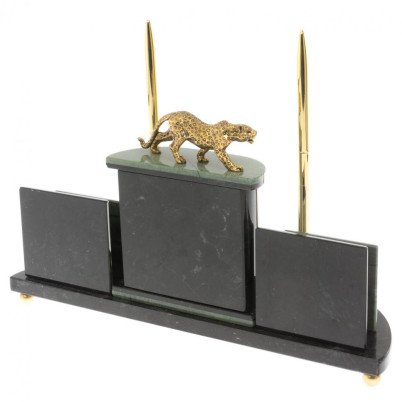 Настольный прибор &quot;Гепард&quot; из зеленого офиокальцита