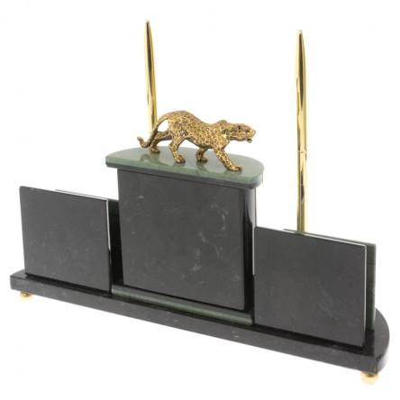 Настольный прибор "Гепард" из зеленого офиокальцита