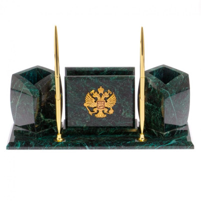 Мини-набор с гербом РФ камень змеевик