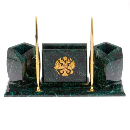 Мини-набор с гербом РФ камень змеевик