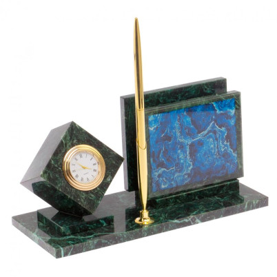 Настольный набор из змеевика с иллюстрацией под лазурит