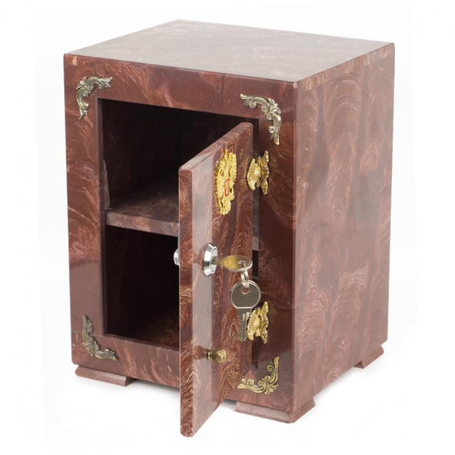 Шкатулка Сейф с символикой России из камня лемезит 19х16х24 см