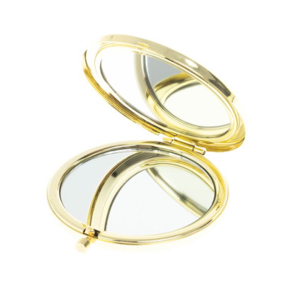 Зеркало карманное круглое из камня жельбертит цвет золото