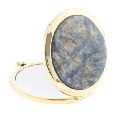 Зеркало круглое из камня кианит цвет золото