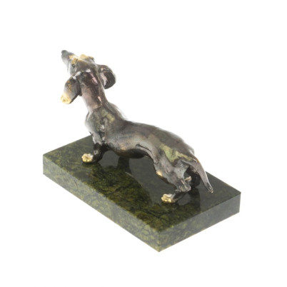 Статуэтка из бронзы &quot;Такса&quot; на змеевике