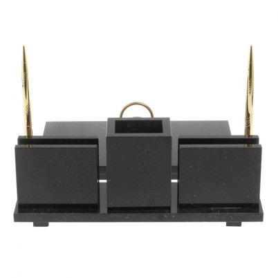 Настольный набор &quot;Офисный&quot; с гербом РФ из камня лемезит