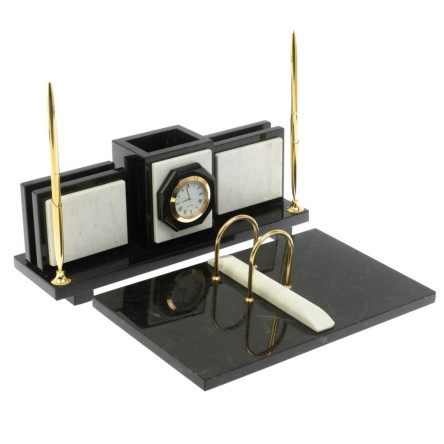 Настольный набор "Офисный" для канцелярских принадлежностей камень мрамор