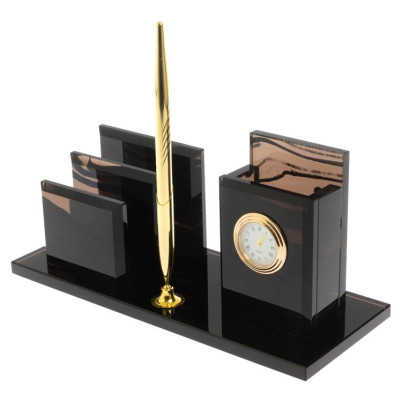 Настольный набор &quot;Мэр&quot; из черного обсидиана