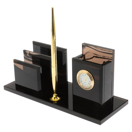 Настольный набор "Мэр" из черного обсидиана