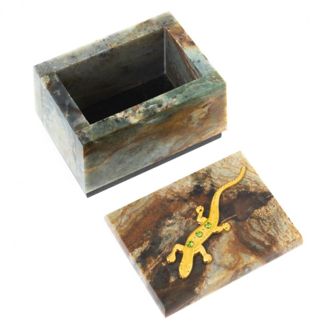 Шкатулка камень офиокальцит 6,5х5х4,5 см