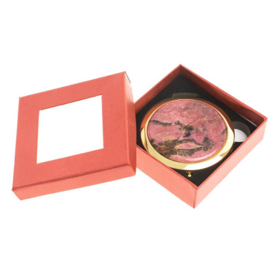 Карманное зеркальце круглое с родонитом цвет золото