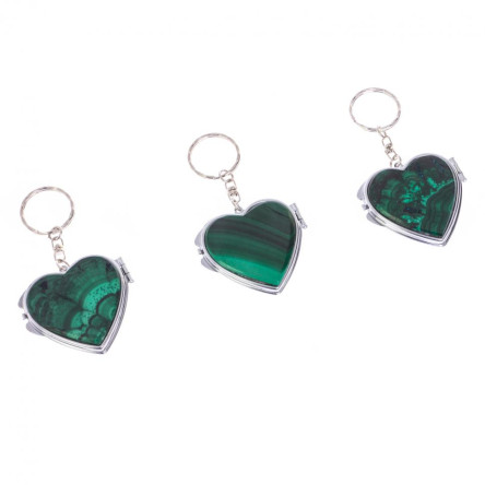 Складное зеркало брелок из малахита Сердце