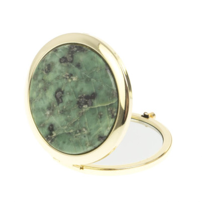 Зеркало круглое из камня офит цвет золото