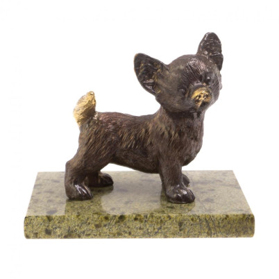 Статуэтка из бронзы &quot;Чихуахуа&quot; змеевик