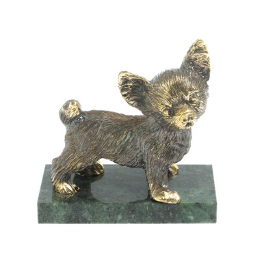 Статуэтка из бронзы &quot;Чихуахуа&quot; змеевик