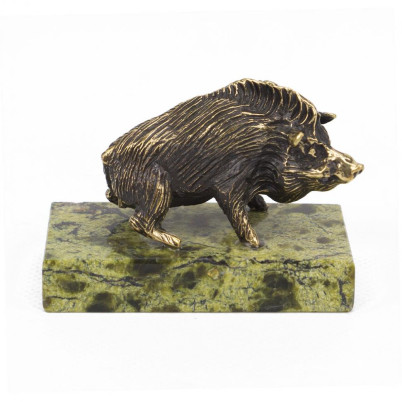 Статуэтка &quot;Кабан&quot; змеевик бронза патина