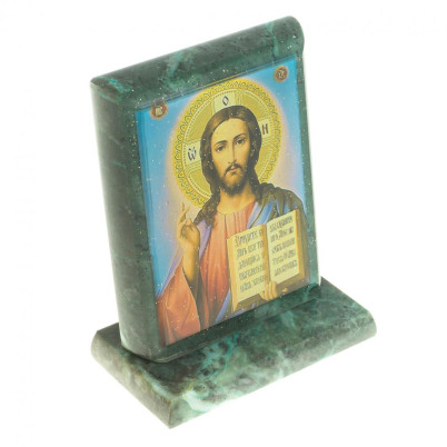 Икона &quot;Спаситель&quot; змеевик 8х4х9,5 см