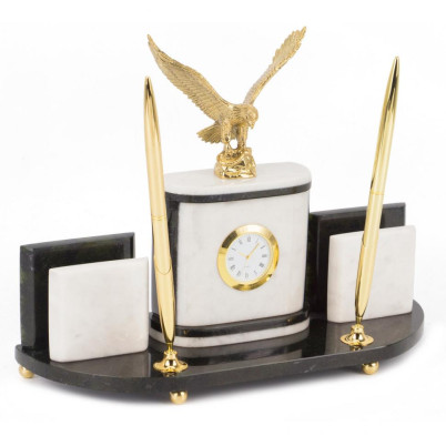 Настольный прибор &quot;Орел&quot; из белого мрамора