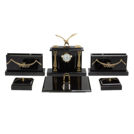 Настольный набор для руководителя "Орёл" черный обсидиан