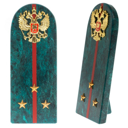 Сувенир погон "Ст. Лейтенант МВД" камень змеевик