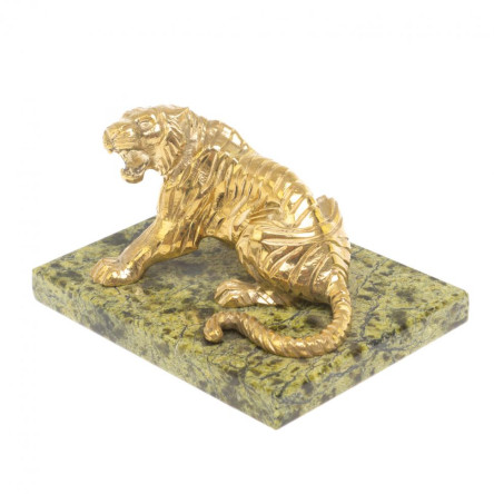 Статуэтка из бронзы "Тигр сидит" змеевик