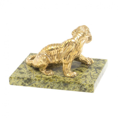 Статуэтка из бронзы &quot;Тигр сидит&quot; змеевик