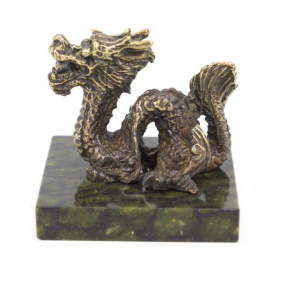 Статуэтка из бронзы на подставке из змеевика &quot;Дракон&quot;