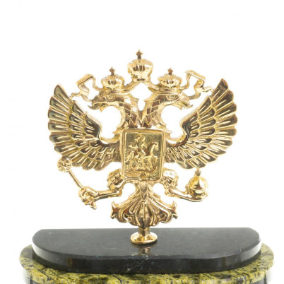 Письменный прибор &quot;Герб РФ&quot; из бронзы и змеевика