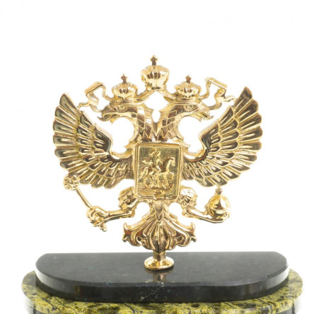 Письменный прибор "Герб РФ" из бронзы и змеевика
