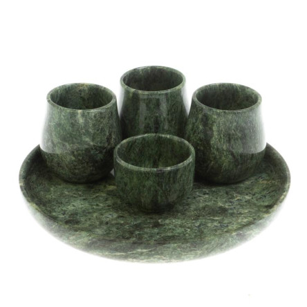 Коньячный набор на 3 персоны из змеевика